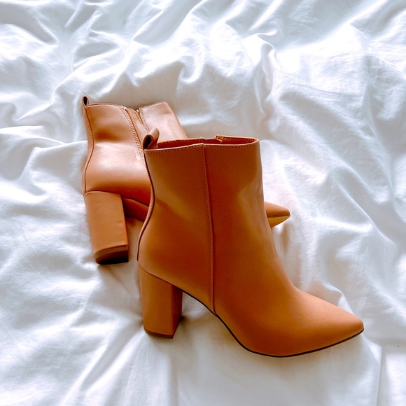 Tan Faux Leather Booties - Picture 2 of 3